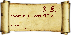 Korényi Emanuéla névjegykártya
